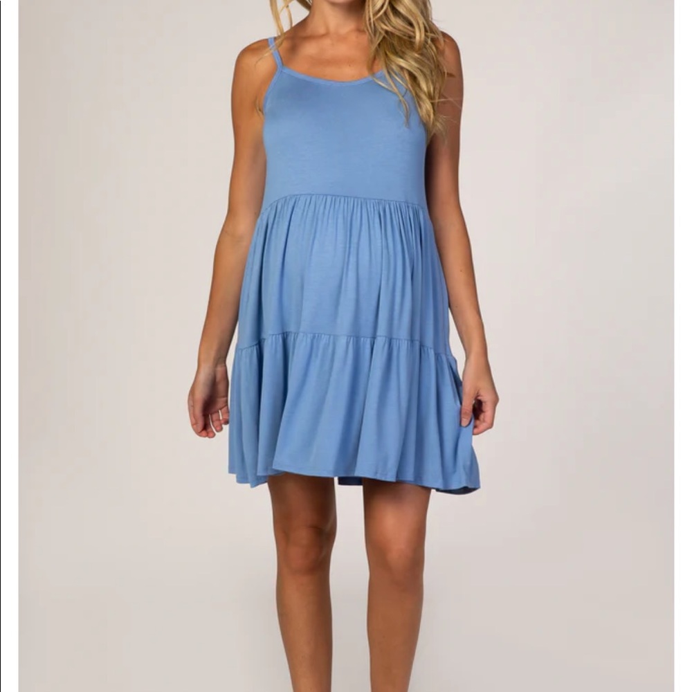 Pinkblush Blue Tiered Maternity Tank Dress